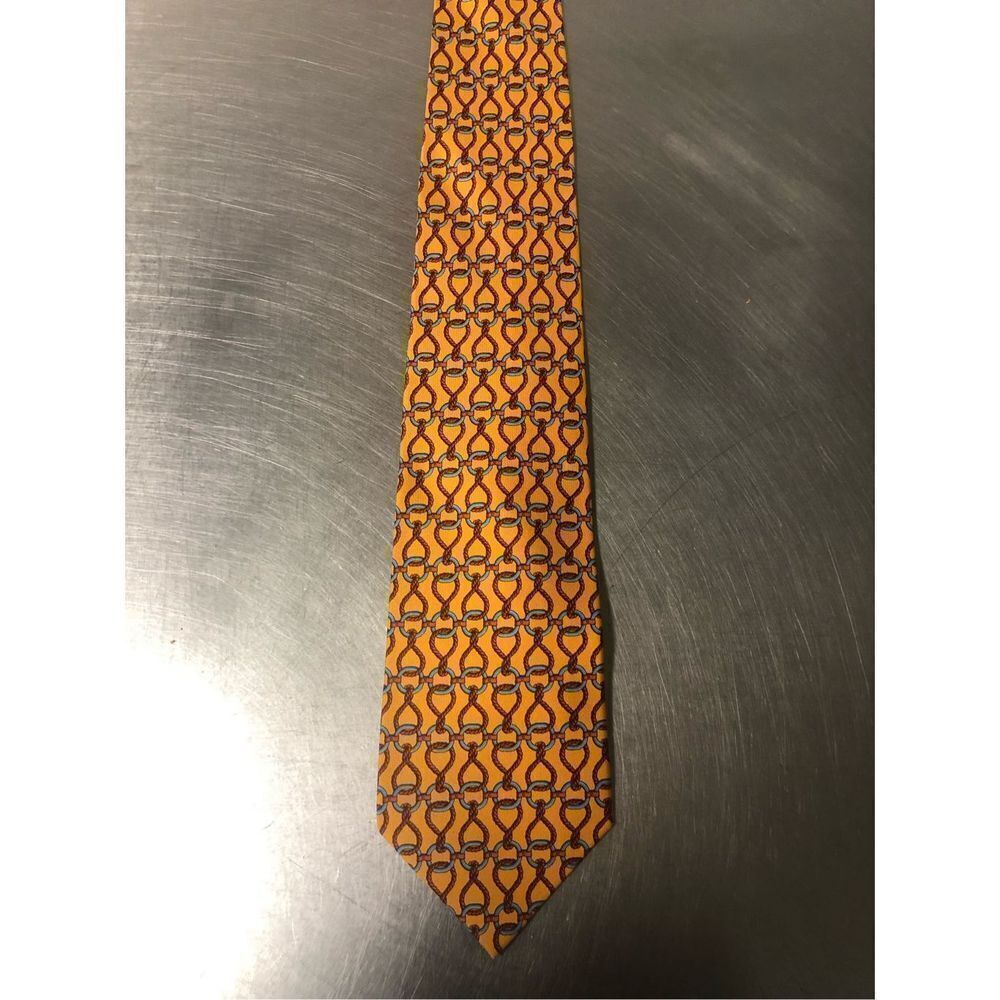 Gucci Men’s Silk Yellow and Red Rope Designer Dress Tie - Picture 7 of 9